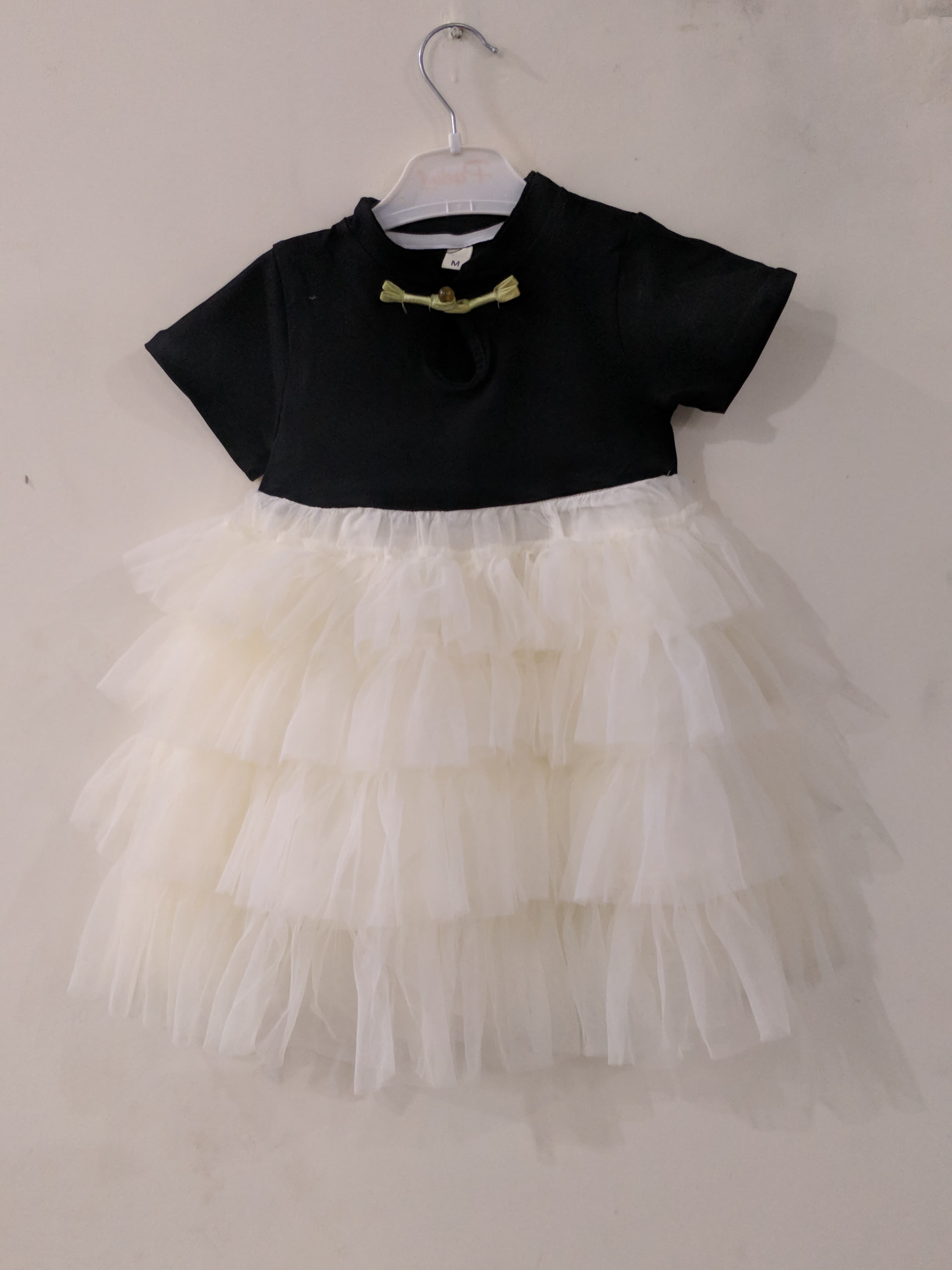 Black and cream frock for toddler girls